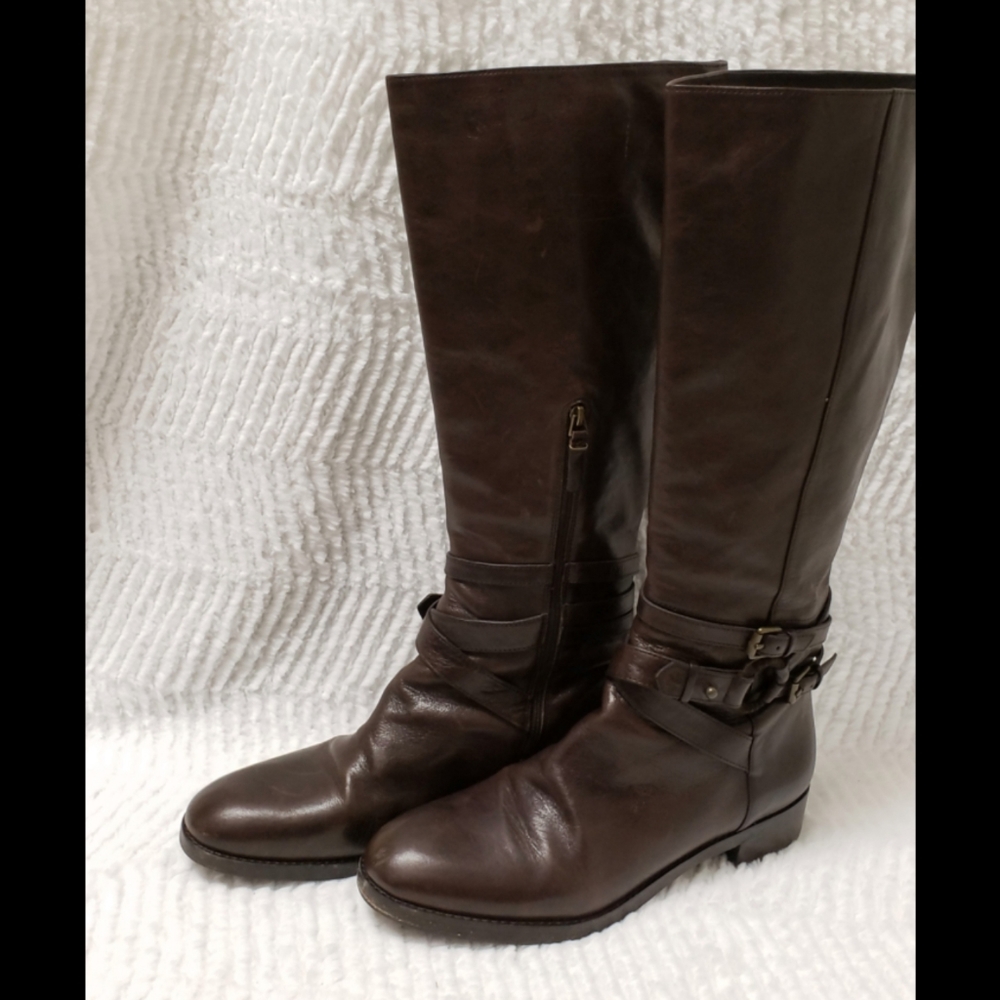 Chocolate Brown Tall Leather Boots Gem